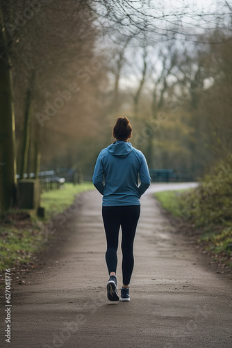 A person taking part in a mental health awareness walk or run. 