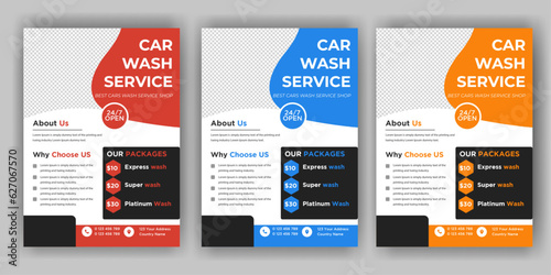 Creative Car Wash Flyer set, Abstract design carwash flyer bundle, Car Detailing, Auto Detailing Flyer, Car Wash poster templates