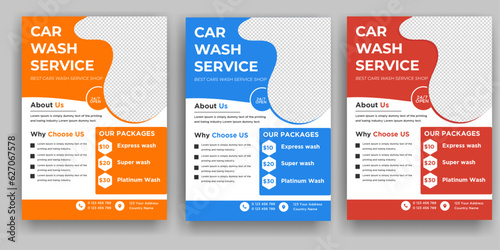 Creative Car Wash Flyer set, Abstract design carwash flyer bundle, Car Detailing, Auto Detailing Flyer, Car Wash poster templates