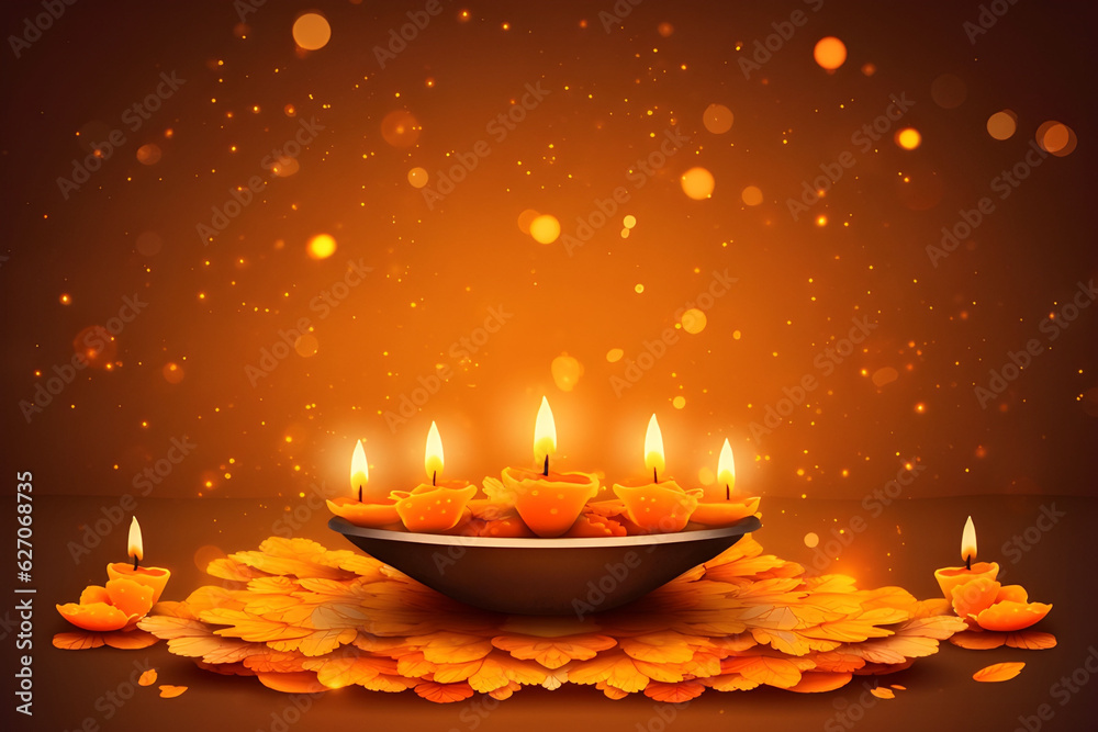 Happy Diwali Hindu festival of lights, burning diya. Celebrating Diwali or Deepavali with a decorated diya. Generative AI
Happy Diwali Hindu festival of lights, burning diya. Celebrating Diwali or Deepavali with a decorated diya. Generative AI