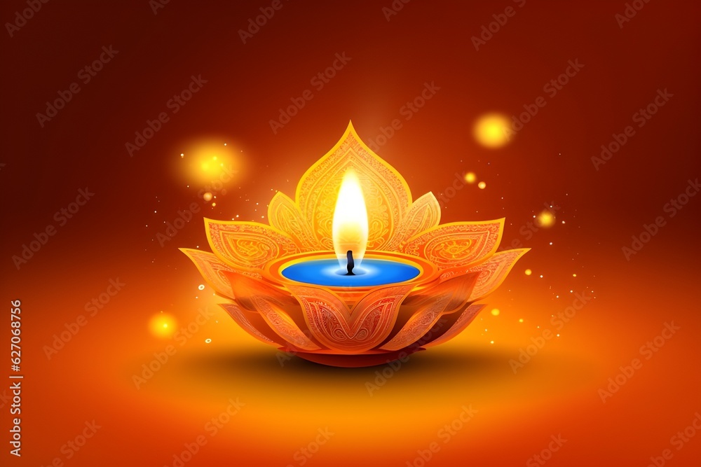 Happy Diwali Hindu festival of lights, burning diya. Celebrating Diwali or Deepavali with a decorated diya. Generative AI
Happy Diwali Hindu festival of lights, burning diya. Celebrating Diwali or Deepavali with a decorated diya. Generative AI