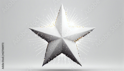 Golden Star flashed with sparkles isolated on white background