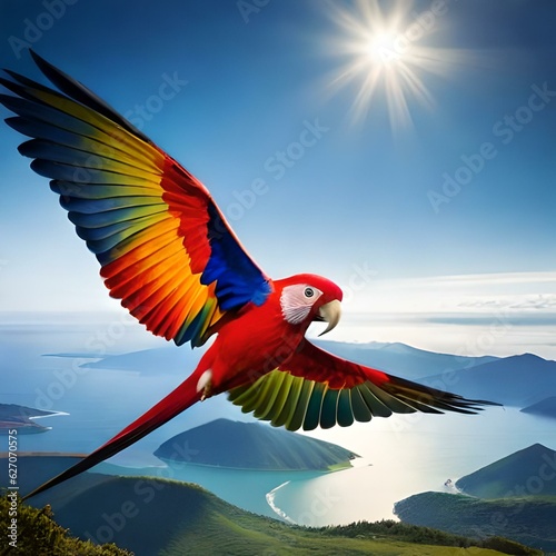 red and yellow macaw ara ararauna © Arslan