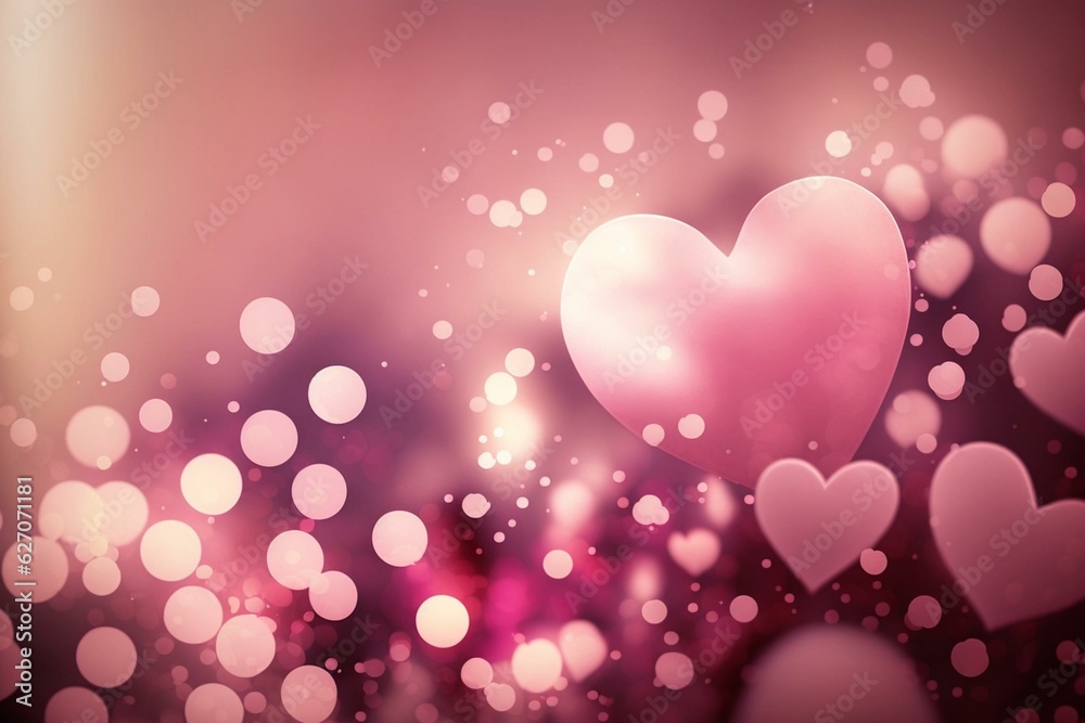 Romantic Valentine's Day design in soft pink with blurred background focus. Generative AI