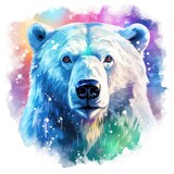 polar bear in a watercolor style on a white background. Generative AI