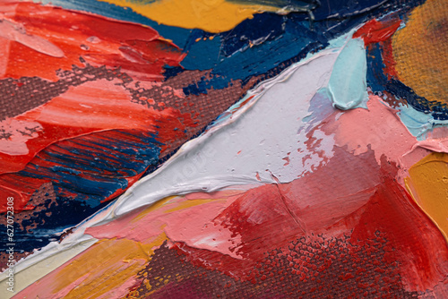 Abstract art background. oil on canvas. Rough brushstrokes of paint. Closeup of a painting by oil and palette knife.
