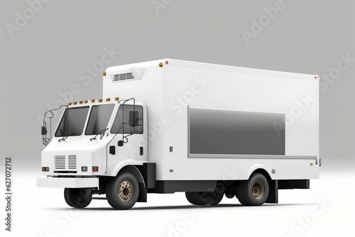 White isolated delivery truck for cargo transport. Generative AI