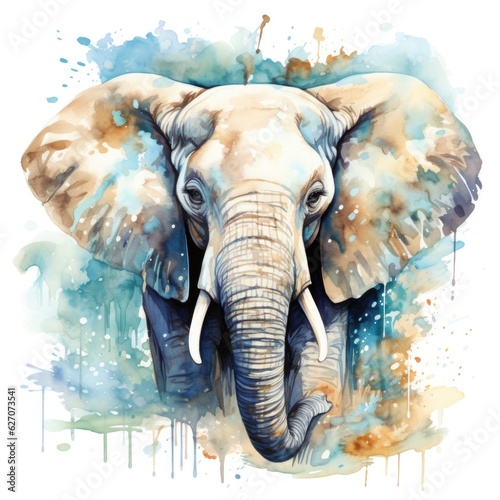 elephant in a watercolor style on a white background. Generative AI
