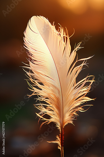 Illuminated Feather Floating in Air: A Symbol of Tranquility - Generative AI