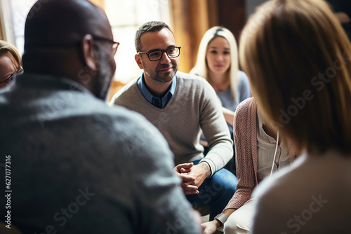 Obraz na płótnie A support group focusing on mental health for specific communities w salonie