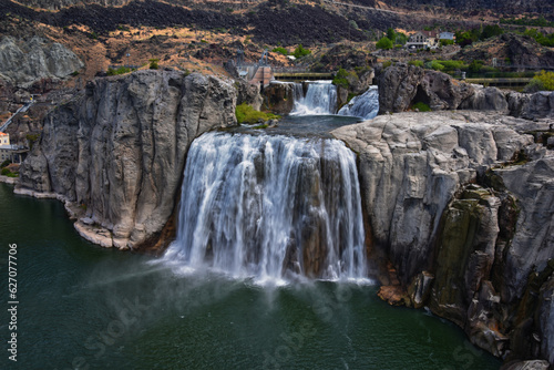 Shoshone Falls on the Snake River as viewed from the hiking trail. Twin Falls by Pillar Falls by Milner Dam Idaho. USA