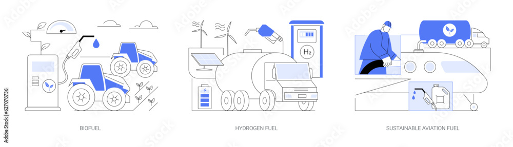 Renewable fuels abstract concept vector illustrations. Renewable fuels abstract concept vector illustrations.