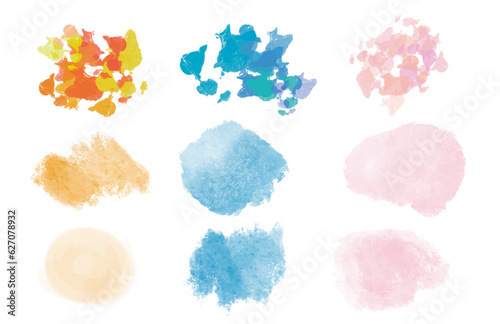 Colorful vector watercolor brush strokes. Rainbow colors watercolor paint stains vector banner backgrounds set