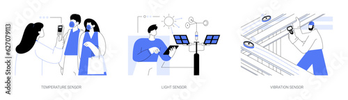 Use of sensors abstract concept vector illustrations.