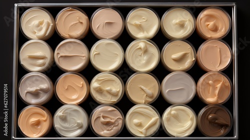  a box filled with lots of different types of creams. generative ai