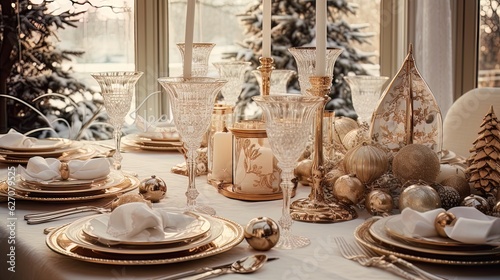 Christmas table setting, holiday.