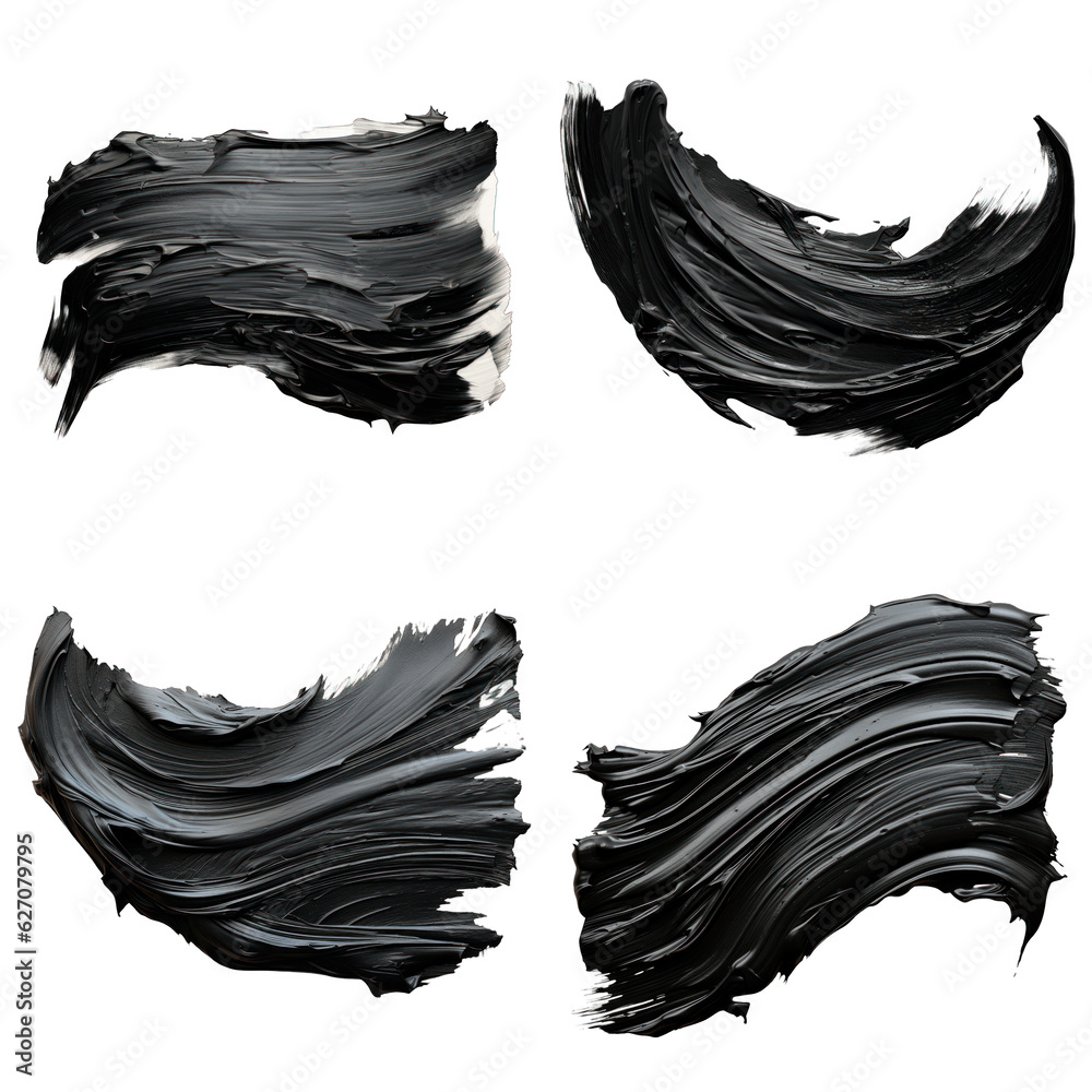 Set of watercolor acrylic paint splashes in black color Set of watercolor acrylic paint splashes in black color