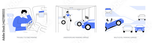 Car parking place abstract concept vector illustrations.