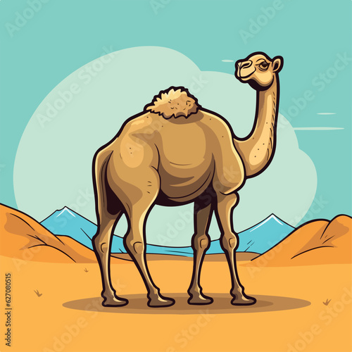 Camal in cartoon, doodle style. 2d cut illustration in icon, logo style. 