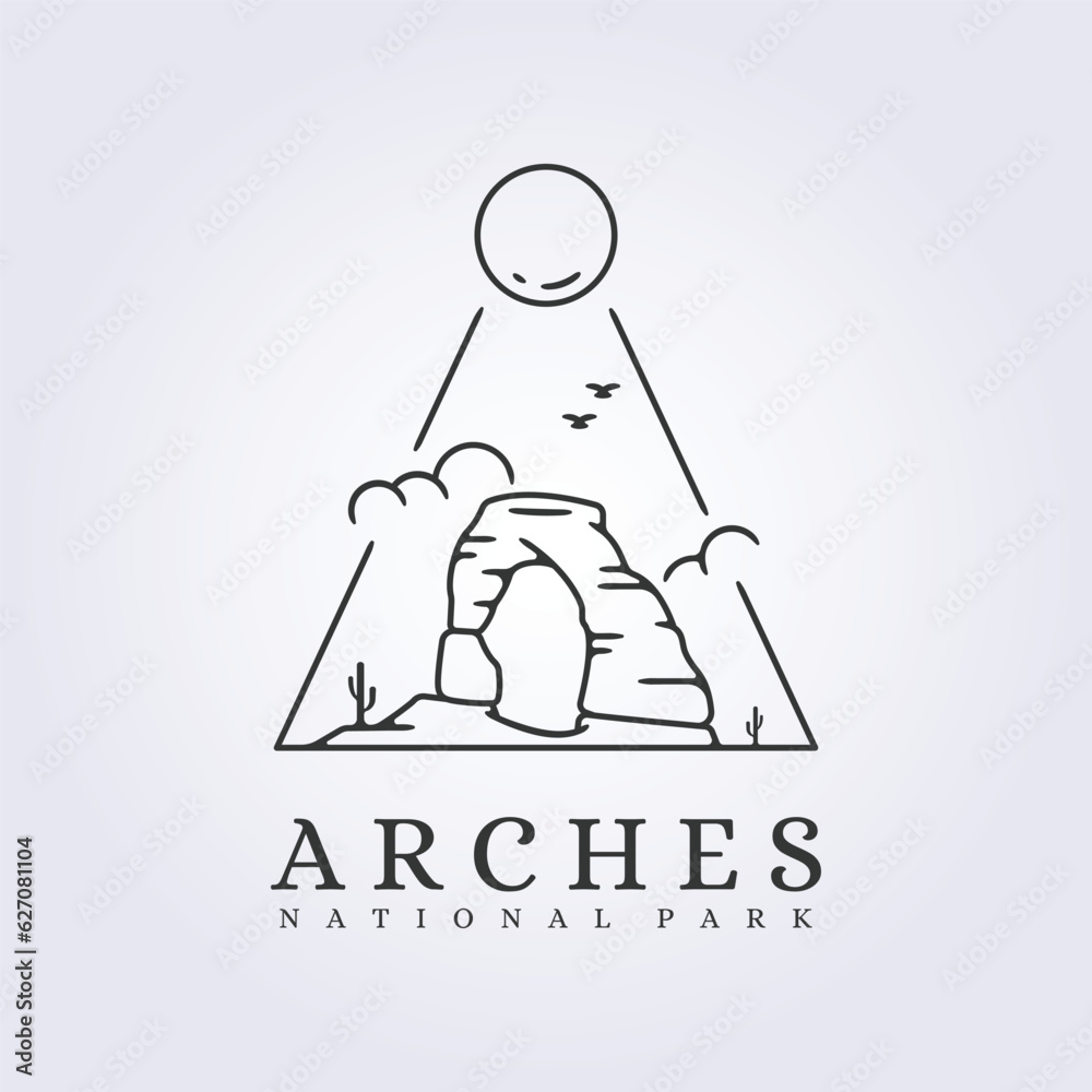 Arches national park logo landmark icon vector illustration design
