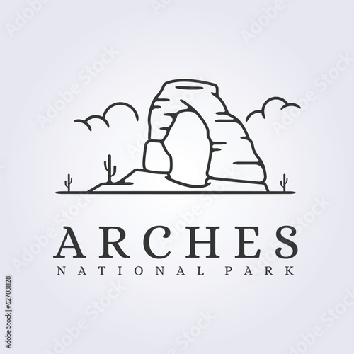 Arches national park logo landmark icon vector illustration design