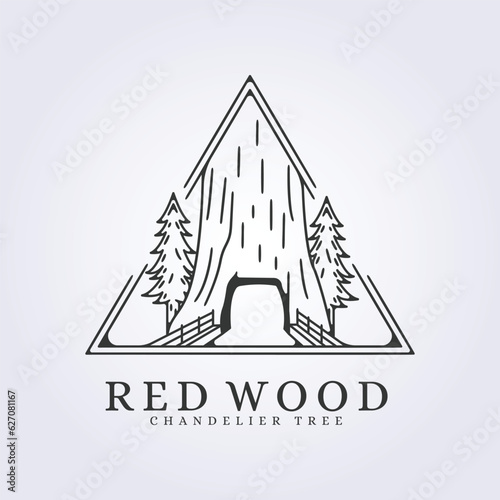 giant sequoia chandelier tree forest logo vector illustration design