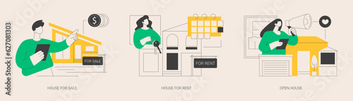 Real estate agent service abstract concept vector illustrations.