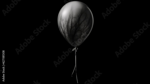 a black and white photo of a balloon with a string.  generative ai