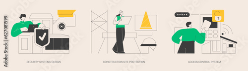 Construction security services abstract concept vector illustrations.