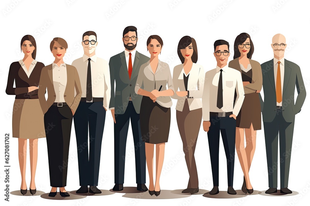 A group of people standing in a line. The people are all different and unique A group of people standing in a line. The people are all different and unique
