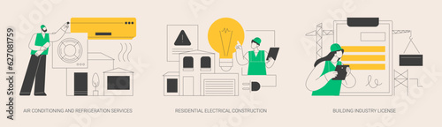 Builder contractor services abstract concept vector illustrations.