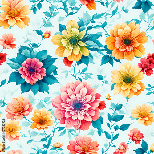 seamless pattern with flowers - colorful blossoms and flowers - Generative Art