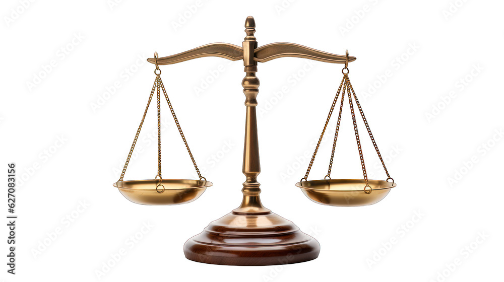 Fairness scales of justice isolated on white transparent background - obrazy, fototapety, plakaty 