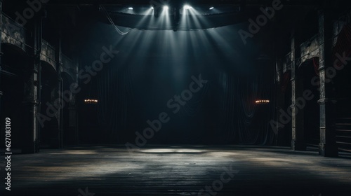 Empty dark stage with spotlight