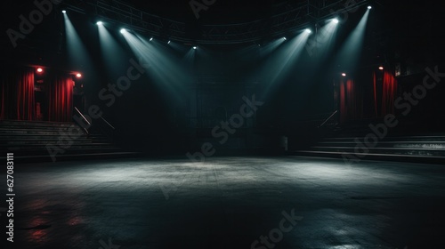 Empty dark stage with spotlight