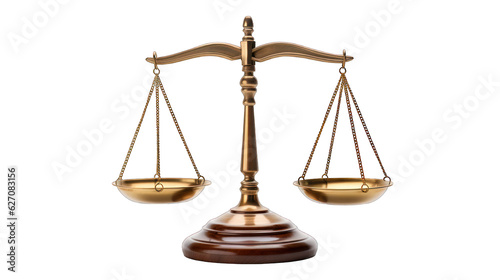 Fairness scales of justice isolated on white transparent background photo