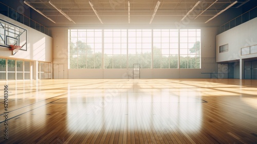 School empty basketball court
