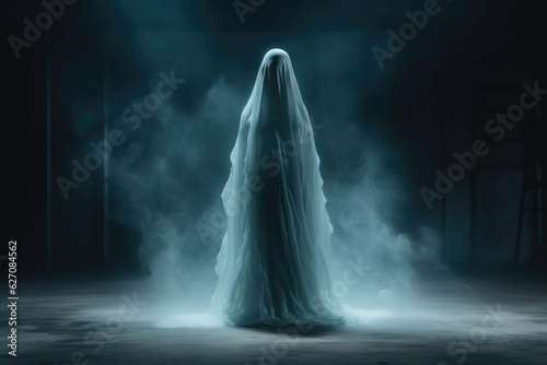 Realistic white scary ghost