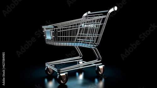 Shopping cart illustration, ecommerce and business concept. Generative AI