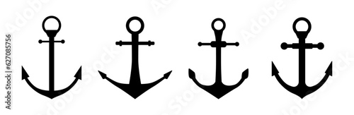 Ship anchor vector icon set