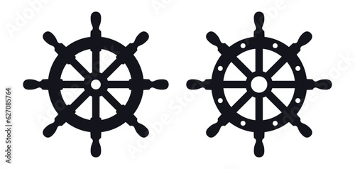 Ship steering wheel vector icon photo