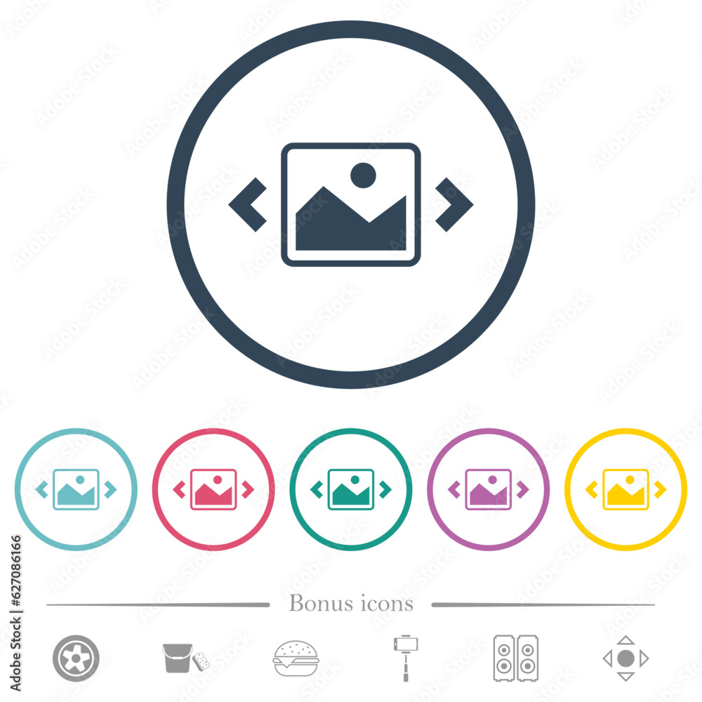 Image slideshow flat color icons in round outlines Image slideshow flat color icons in round outlines