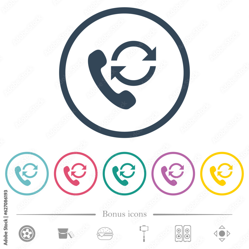 Recall flat color icons in round outlines Recall flat color icons in round outlines