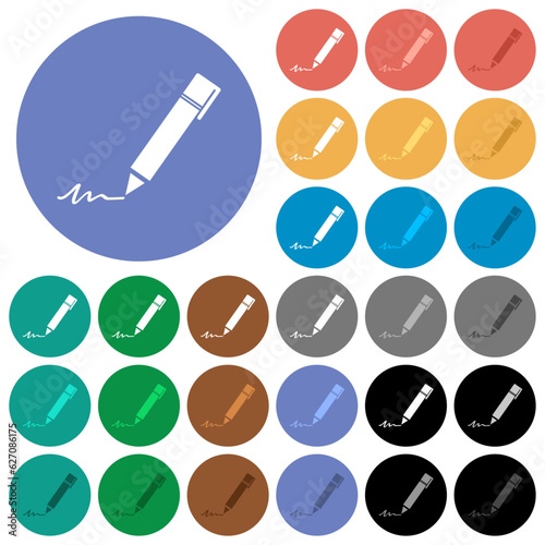 Writing pen round flat multi colored icons photo