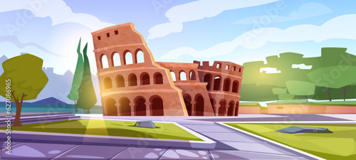 Print op canvas Ancient historic coliseum scenery