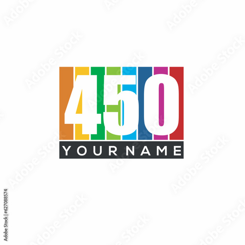 450th Anniversary vector icon. Birthday logo template. Greeting card design element. Simple, modern, colorful photo