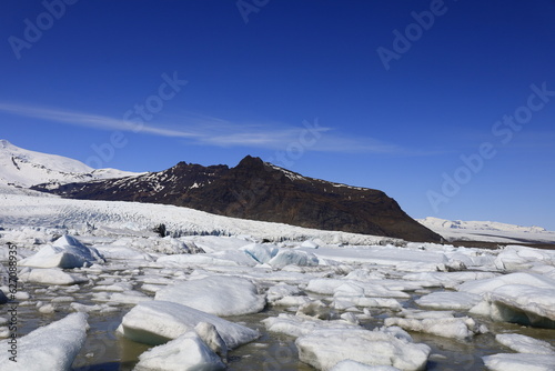 Fjallsárlón is a glacier lake located in the south of the Vatnajökull glacier between the Vatnajökull National Park and the town of Höfn , in the south of Iceland © clement