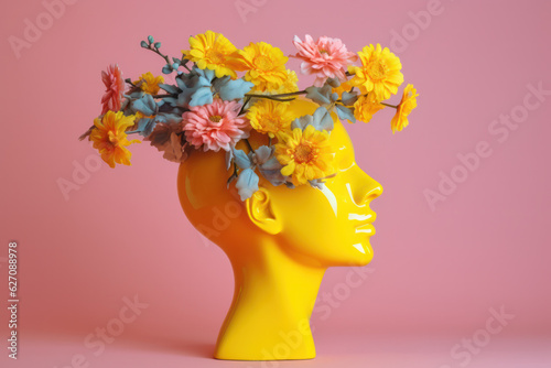 human head with flower © kalafoto