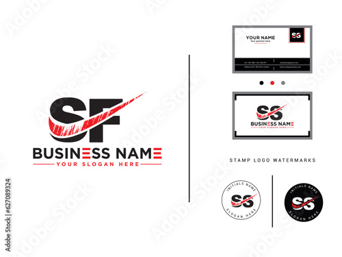 Monogram sf Business Logo, sf fs Initial Alphabet Brush Logo Letter