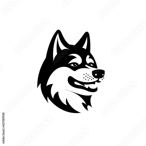 Simple husky dog illustration logo icon 